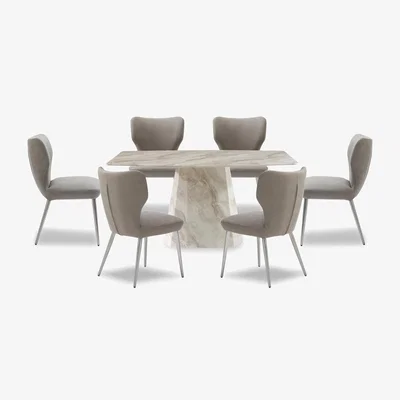 Furniture Village Elegante Dining Table and 6 Chairs - 150-cm - Taupe