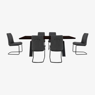 Furniture Village Thor Dining Table and 6 Grey Dining Chairs Dining Set
