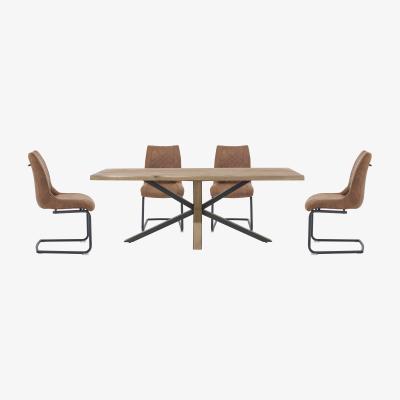 Furniture Village Habufa - Detroit Starburst Leg Dining Table and 4 Baltimore Chairs Set - 230-cm - Cognac