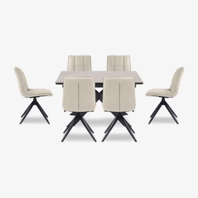 Furniture Village Luno Draw Leaf Extending Dining Table and 6 Swivel Chairs