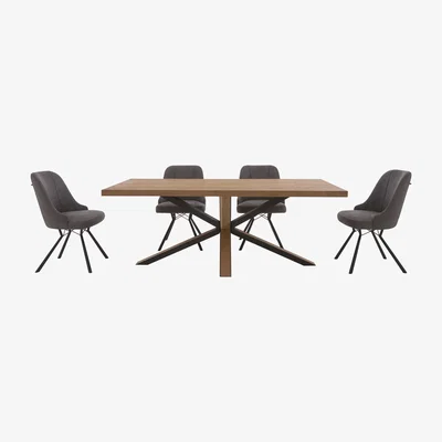 Furniture Village Habufa - Detroit Starburst Leg Dining Table with 4 Detroit Dining Chairs