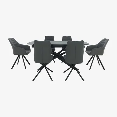Furniture Village Zeppelin Extending Dining Table and 6 Side Dining Chairs