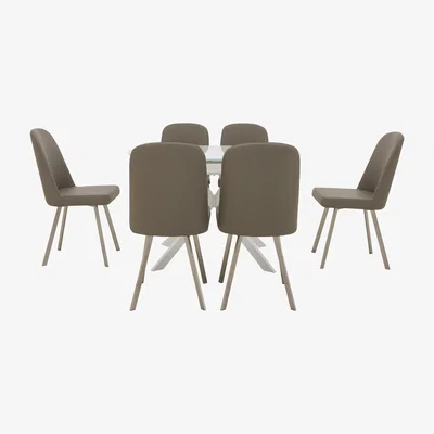 Furniture Village Wizard Extending Dining Table and 6 Chairs - Brown