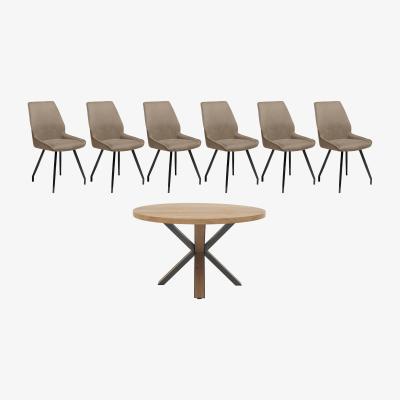 Furniture Village Habufa - Detroit Round Dining Table and 6 Scott Dining Chairs