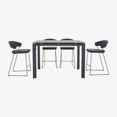 Furniture Village Calligaris - New Baron Bar Table and 4 Bar Stools Set