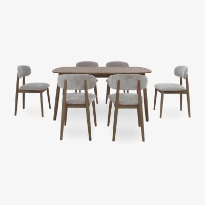 Furniture Village Stockholm Extending Dining Table with 6 Wooden Chairs
