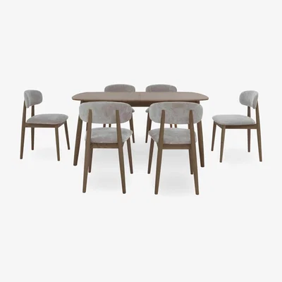 Furniture Village Stockholm Extending Dining Table with 6 Wooden Chairs