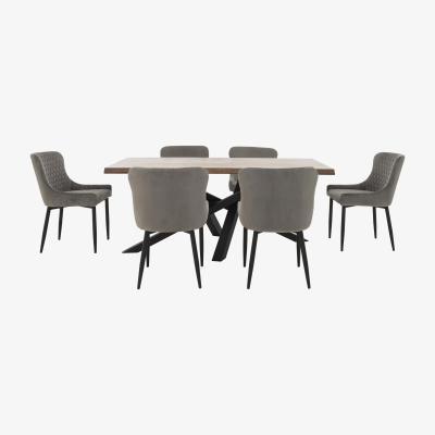 Furniture Village Sapporo Table and 6 Fabric Chairs Dining Set - Grey