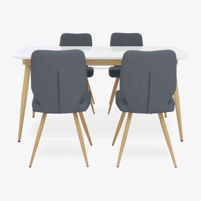 Furniture Village Jonah Extending Dining Table with 4 Faux Leather Chairs - 160-cm