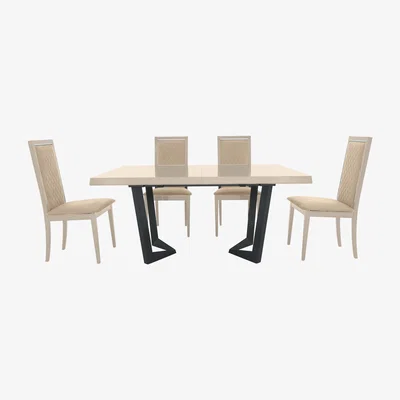 Furniture Village Palazzo 160cm Extending Dining Table in Sand Birch with 4 Rombi Dining Chairs