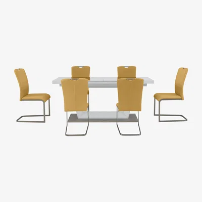 Furniture Village Bianco Large Extending Dining Table and 6 Chairs Dining Set