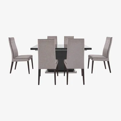 Furniture Village ALF - St Moritz Extending Dining Table and 6 Fabric Dining Chairs - Grey