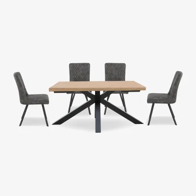 Furniture Village Earth Star Base Dining Table and 4 Chairs - 140-cm - Graphite