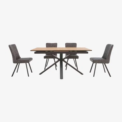 Furniture Village Earth Pop-Up Extending Dining Table and 4 Chairs - Graphite