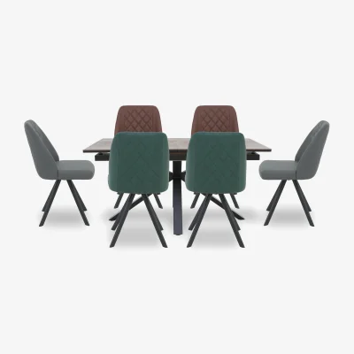 Furniture Village Jupiter Pop Up Extending Dining Table and 6 Swivel Chairs