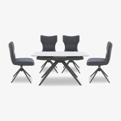 Furniture Village Carrera Pop Up Extending Dining Table and 4 Swivel Chairs - 140-cm