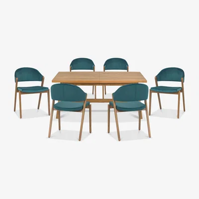 Furniture Village Stratford Small Extending Dining Table with 6 Fabric Chairs