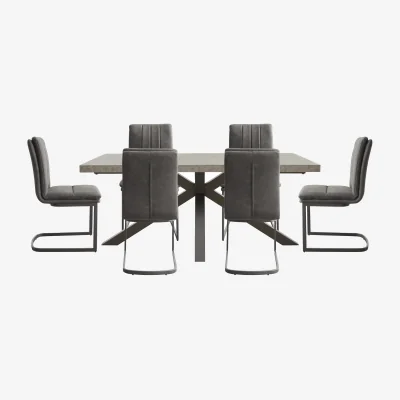 Furniture Village Moon Star Base Dining Table and 6 Upholstered Cantilever Chairs