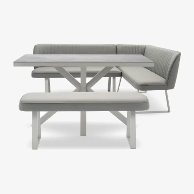 Furniture Village Fumo Dining Table with Faux Leather Bench and Right Hand Corner Bench