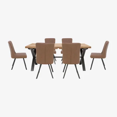 Furniture Village Earth Large Straight Edge Dining Table and 6 Chairs