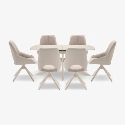 Furniture Village Tino Pop-up Extending Dining Table and 6 Two Tone Swivel Chairs - 140-cm