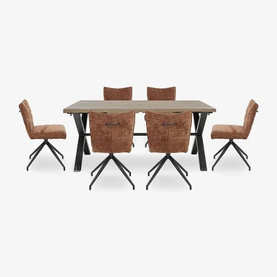 Furniture Village Saturn Large Straight Edge Dining Table and 6 Swivel Chairs
