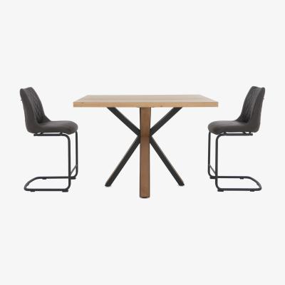 Furniture Village Habufa - Detroit Starburst Leg Table and 2 Baltimore Bar Stools - Anthracite