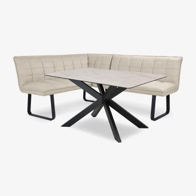Furniture Village Luno Fixed Dining Table and Left Hand Facing Corner Bench