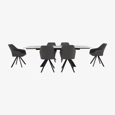Furniture Village Chamonix Extending Dining Table and 6 Chairs - White