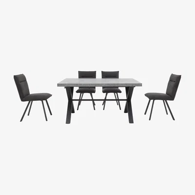 Furniture Village Moon Large Dining Table and 4 Chairs - Black