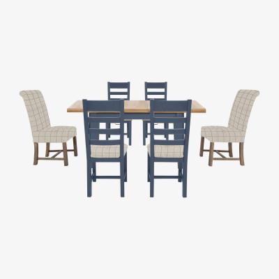 Furniture Village Hewitt Rectangular Extending Dining Table, 4 Slatted Dining Chairs and 2 Upholstered Dining Chairs