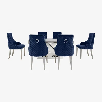 Furniture Village Dolce Small Dining Table and 6 Button Back Chairs