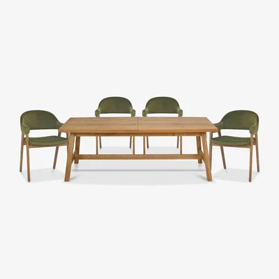 Furniture Village Stratford Large Extending Dining Table with 4 Fabric Dining Arm Chairs