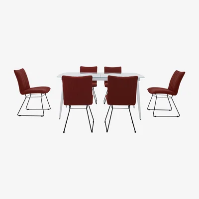 Furniture Village Ace Large Extending Dining Table and 6 Chairs - Orange