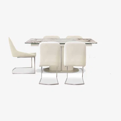 Furniture Village Avorio Pop-Up Extending Dining Table and 6 Chairs - 160-cm