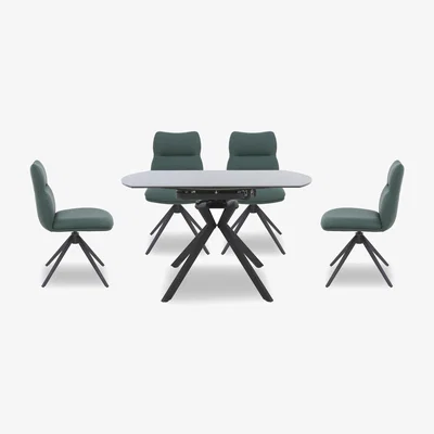 Furniture Village Quattro Extending Swivel Dining Table and 4 Swivel Chairs