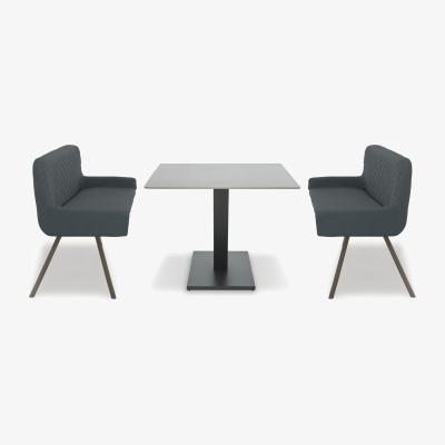 Furniture Village Ion Fixed Dining Table with 2 Faux Leather High Back Benches - 135-cm