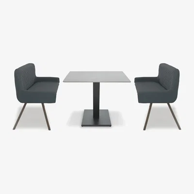 Furniture Village Ion Fixed Dining Table with 2 Faux Leather High Back Benches - 135-cm