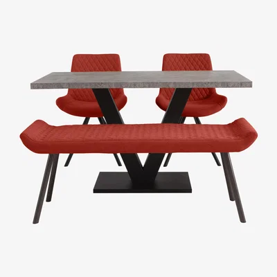 Furniture Village Rocket Dining Table, 2 Chairs and Low Bench Dining Set