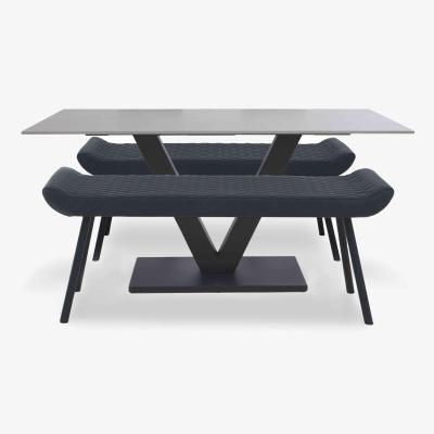 Furniture Village Ion Fixed Dining Table with 2 Faux Leather Low Benches - 160-cm