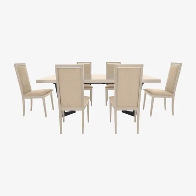 Furniture Village Palazzo 200cm Extending Dining Table in Sand Birch with 6 Rombi Dining Chairs