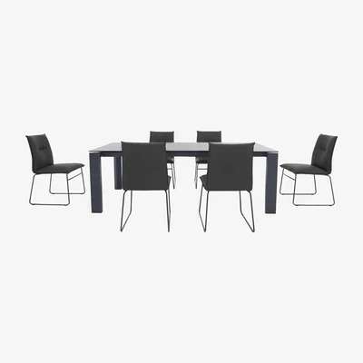 Furniture Village Connubia by Calligaris - Gate Extra-Large Extending Dining Table with Matt Grey Legs and 6 Maya Ski Leg Faux Leather Dining Chairs