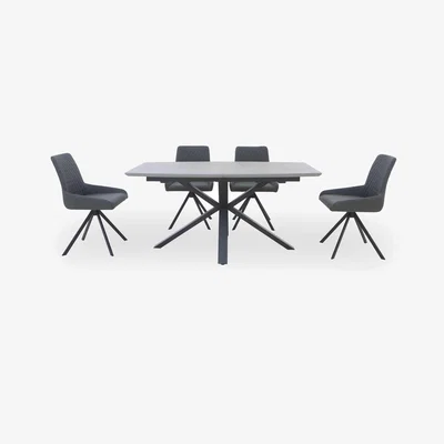 Furniture Village Matteo Extending Dining Table with 4 Faux Leather Chairs
