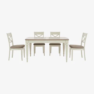 Furniture Village Furnitureland - Annecy Large Extending Dining Table and 4 Cross Back Dining Chairs