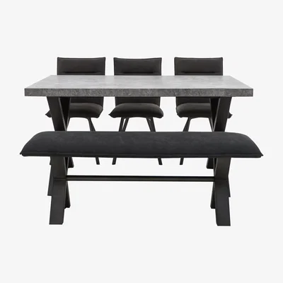 Furniture Village Moon Large Dining Table, 3 Dining Chairs and Large Dining Bench