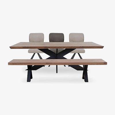 Furniture Village Bodahl - Loki Large Dining Table, Bench and 3 Swivel Chairs - Desert