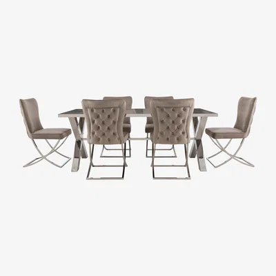 Furniture Village Vanquish Large Dining Table and 6 Dining Chairs