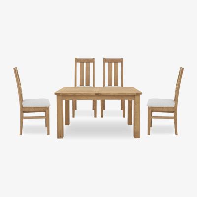 Furniture Village Augusta Small Rectangular Extending Dining Table and 4 Wooden Slatted Back Chairs