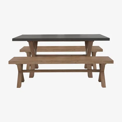 Furniture Village Fusion Large Table and 2 Dining Benches Set