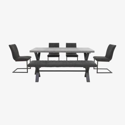 Furniture Village Moon Dining Table with 4 Cantilever Chairs and Bench Set - 150-cm